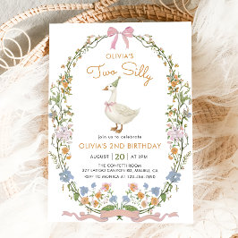Zwei Alberne Gänse Wildblume 2. Geburtstag Einladu Einladung