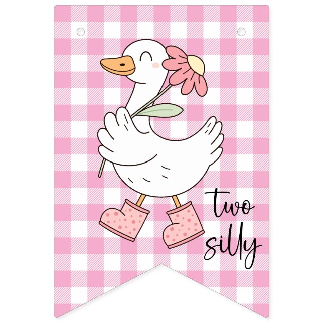 Zwei Alberne Gänserosa Geburtstagsbanner Wimpelkette (Siebte Fahne)