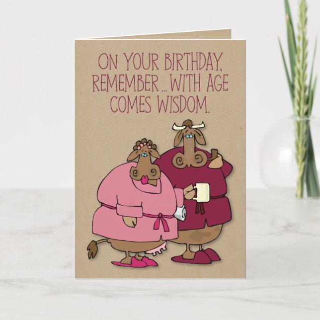 Zwei alte Kühe zum Geburtstag Karte (Vorderseite)