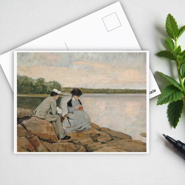 Zwei am Strand, Arvid Liljelund Postkarte (Von Creator hochgeladen)