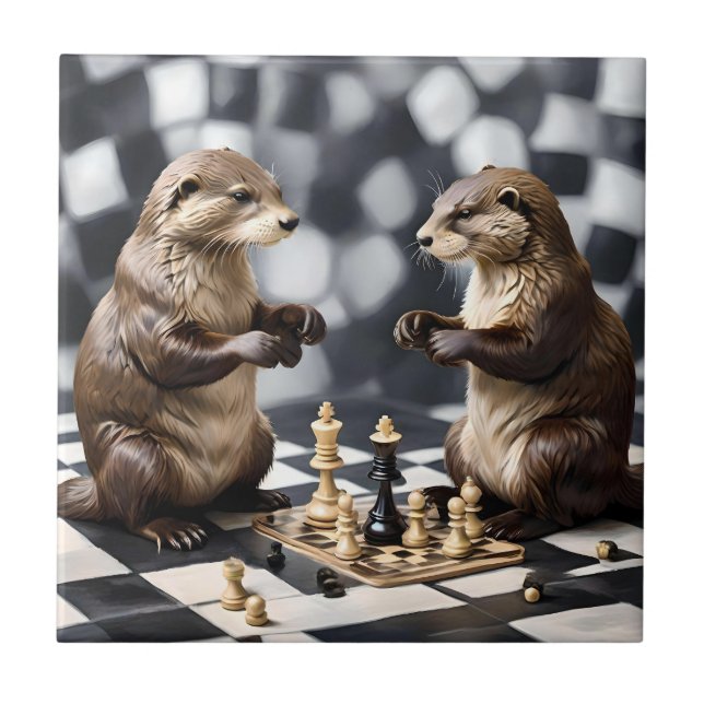 Zwei andere spielen Schach, Fliese (Vorderseite)