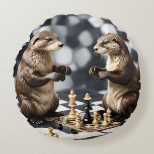 Zwei andere spielen Schach, Rundes Kissen