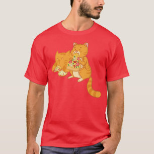Zwei Anime Kawaii Cats geniessen köstliche Pizza  T-Shirt