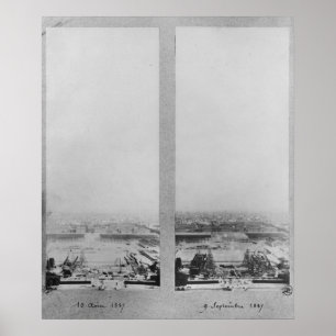 Zwei Ansichten des Baus des Eiffels 2 Poster