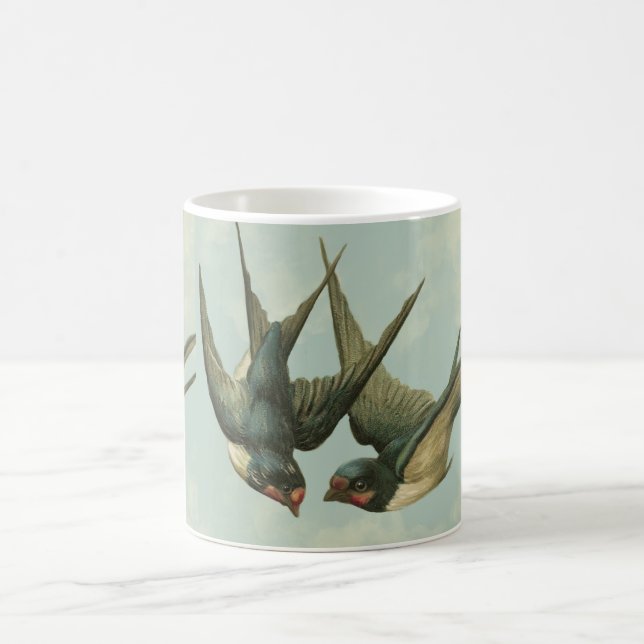 Zwei antike Schwalben Kaffeetasse (Mittel)