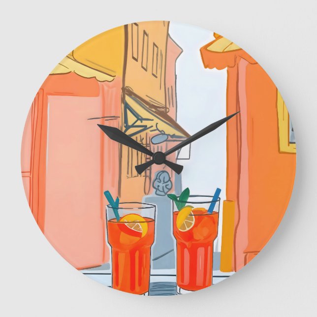 Zwei Aperole bitte! Große Wanduhr (Vorderseite)