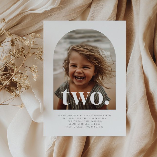 Zwei Arch Foto zum Geburtstag Einladung (Zazzle Two Arched Photo Birthday Invitation )