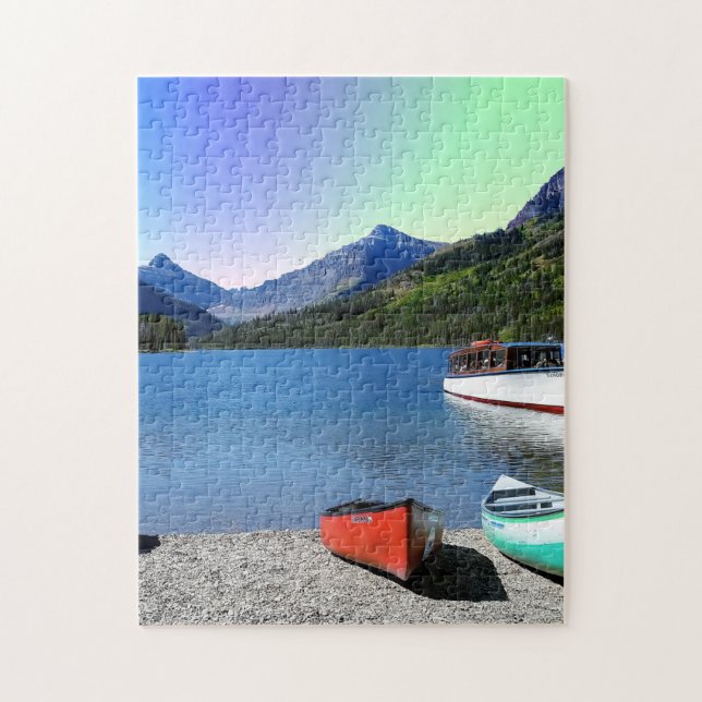 Zwei Arzneimittel-See Glacier Nationalpark Montana (Vertikal)