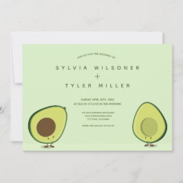Zwei Avocado Halves Green Illustration Hochzeit Einladung
