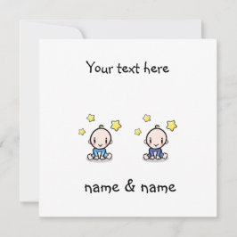 Zwei Baby Boys Gratulation, mit Namen, Twins Karte
