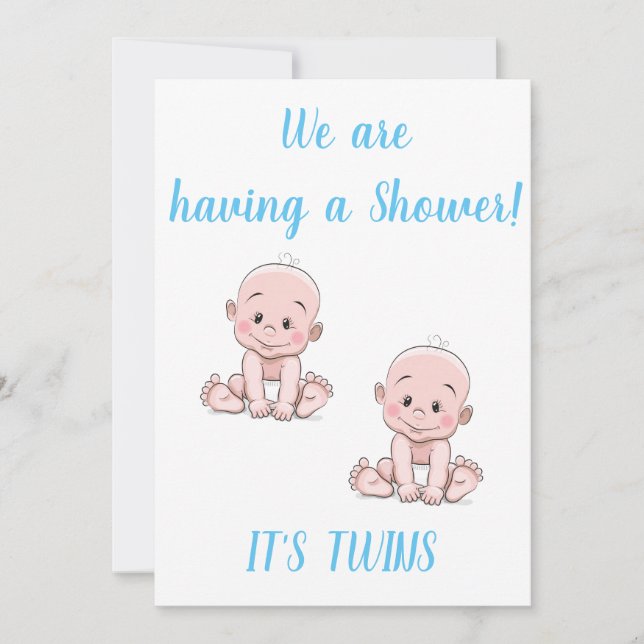 ****ZWEI BABY BOYS**** SHOWER FÜR DIE MAMA EINLADUNG (Vorderseite)