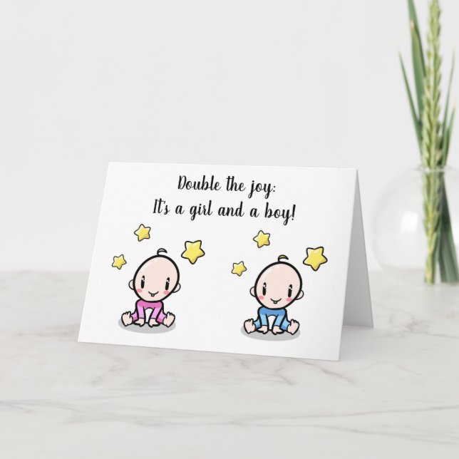 Zwei-Baby-Gratulations-Karte, Neuankömmlinge Karte (Vorderseite)