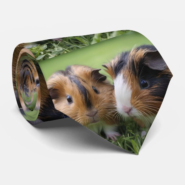 Zwei Baby Tortoiseshell Guinea Schweine, Krawatte (Gerollt)