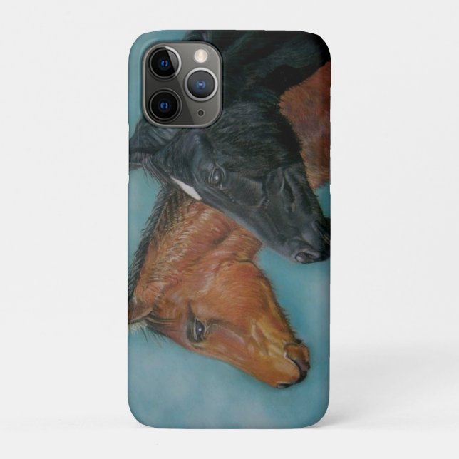 Zwei Babypferde Schwarz-Forelle Case-Mate iPhone Hülle (Rückseite)