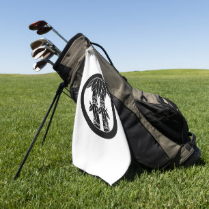Zwei Bambus mit Bambusblättern im Kreis Golfhandtu Golfhandtuch