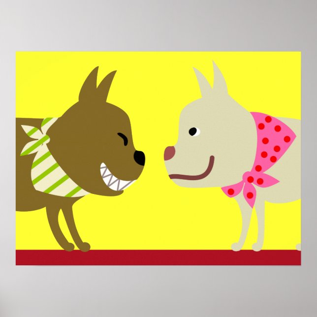 Zwei Bandana-Hunde - Gelb Poster (Vorne)
