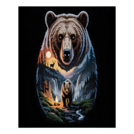 Zwei Bären im dunklen Wald 2 Poster