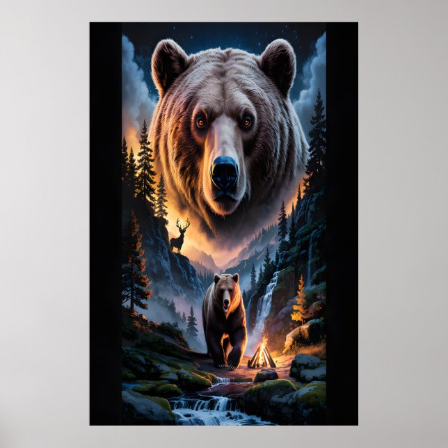 Zwei Bären im dunklen Wald 6 Poster (Vorne)