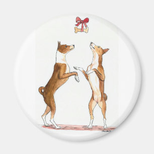Zwei Basenjis Tanzen-Hundekunst-Magnet Magnet