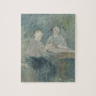 Zwei Bauern am Tisch, c.1874 (w/c auf Papier)
