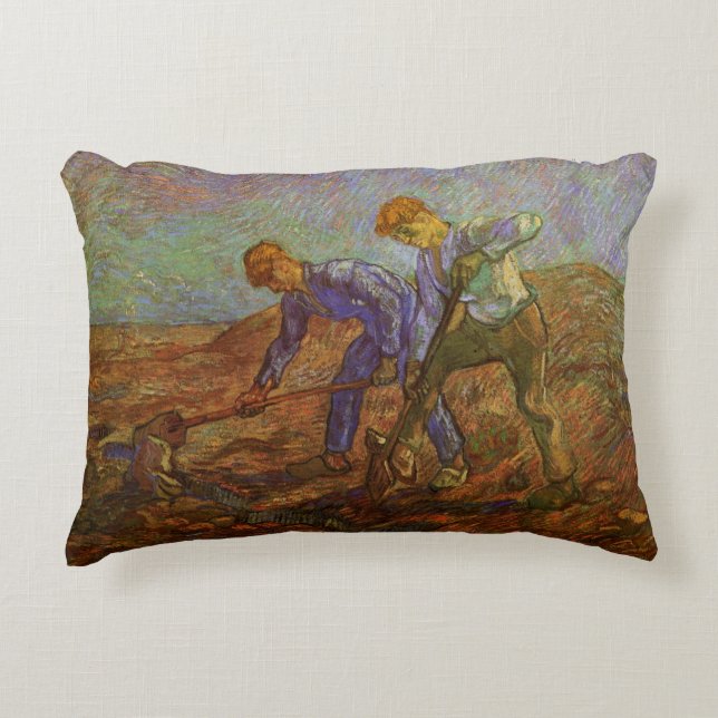 Zwei Bauern graben von Vincent van Gogh Dekokissen (Vorderseite)