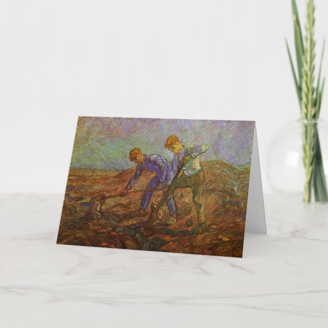 Zwei Bauern graben von Vincent van Gogh Karte (Vorderseite)