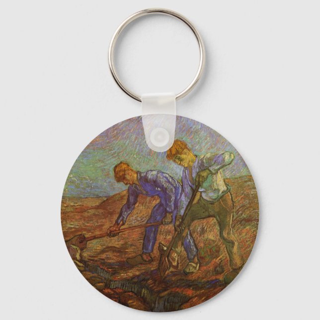 Zwei Bauern graben von Vincent van Gogh Schlüsselanhänger (Vorderseite)
