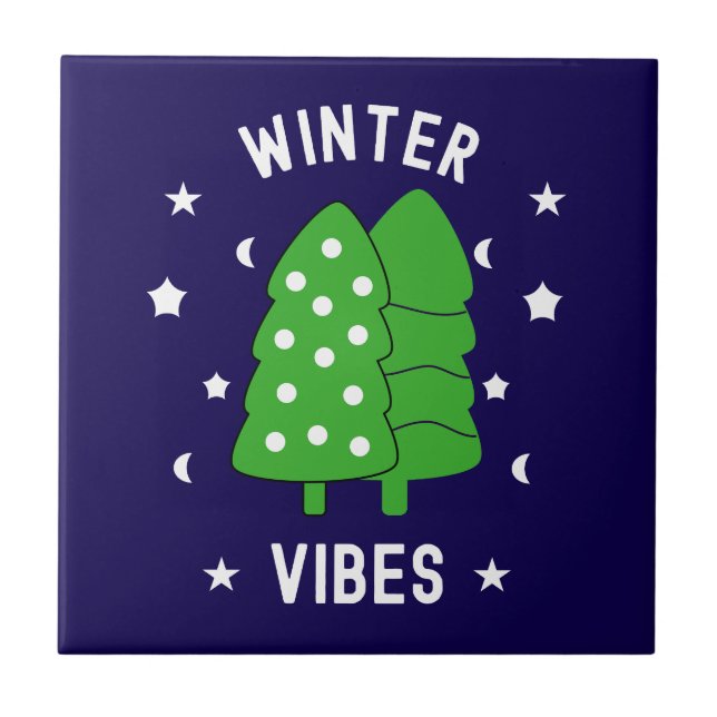 Zwei Bäume Winter Vibes Fliese (Vorderseite)