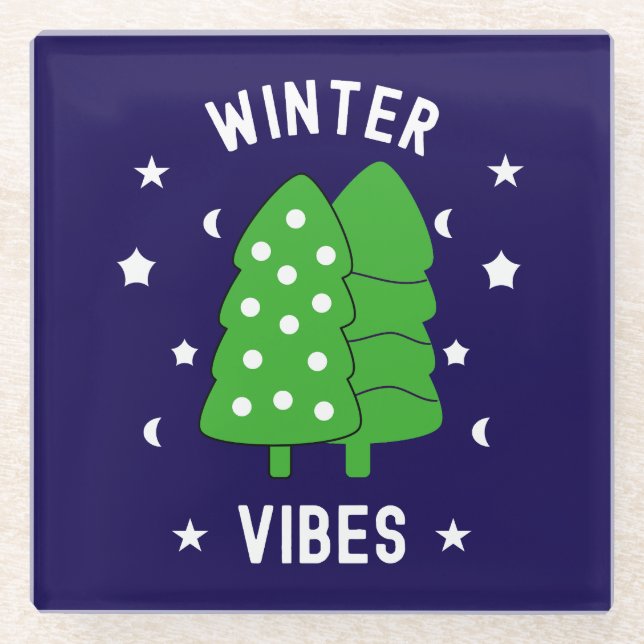 Zwei Bäume Winter Vibes Glasuntersetzer (Vorderseite)