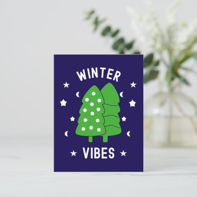 Zwei Bäume Winter Vibes Postkarte (Stehend Vorderseite)