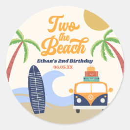 Zwei Beach Surf Board 2. Geburtstag Party Runder Aufkleber