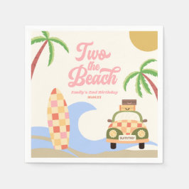 Zwei Beach Surf Rosa 2. Geburtstags Party Serviette