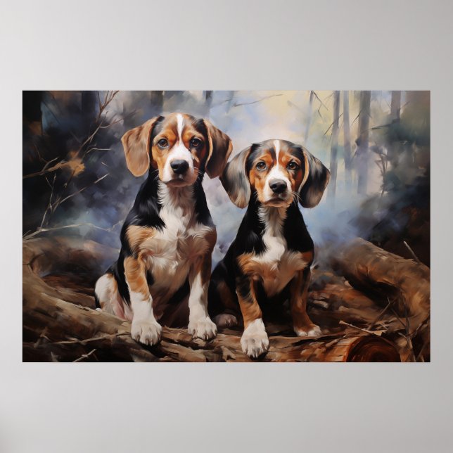 Zwei Beagles Poster (Vorne)