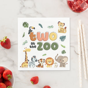Zwei bei der Zoo Safari Animal Birthday Party Serviette