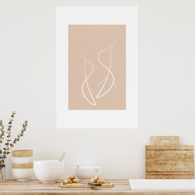 zwei beige Fische abstrakt minimalistisch herunter Poster (Küche)