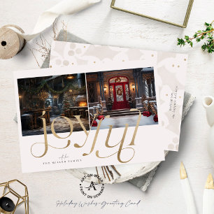 Zwei benutzerdefinierte Fotos Gold Joyful Typograf Einladung