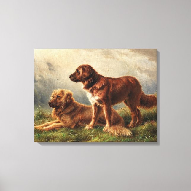 Zwei beobachtende Hunde Leinwanddruck (Vorderseite)