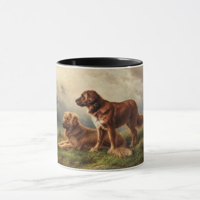 Zwei beobachtende Hunde Tasse (Zentrum)