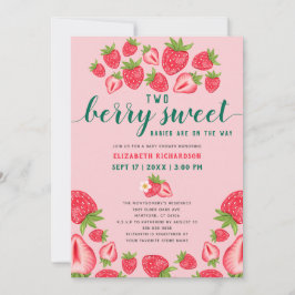 Zwei Berry Sweet Babies Twin Strawberry Baby Dusch Einladung