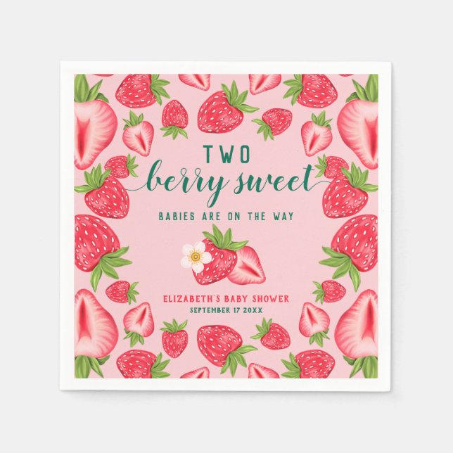 Zwei Berry Sweet Babies Twin Strawberry Baby Dusch Serviette (Vorderseite)