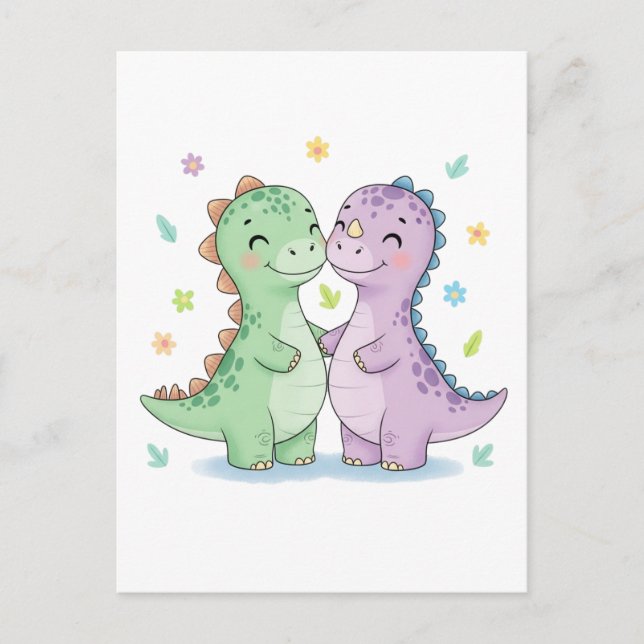 Zwei beste Freunde Dinosaurier Postkarte (Vorderseite)