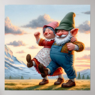Zwei bezaubernde erwachsene Munchkins beim Tanzen Poster