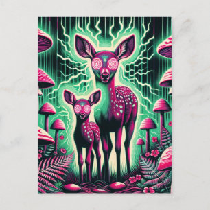Zwei bezaubernde psychedelische Hirsche Postkarte