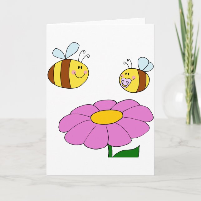 Zwei Bienen und eine Blume Grußkarten Karte (Vorderseite)