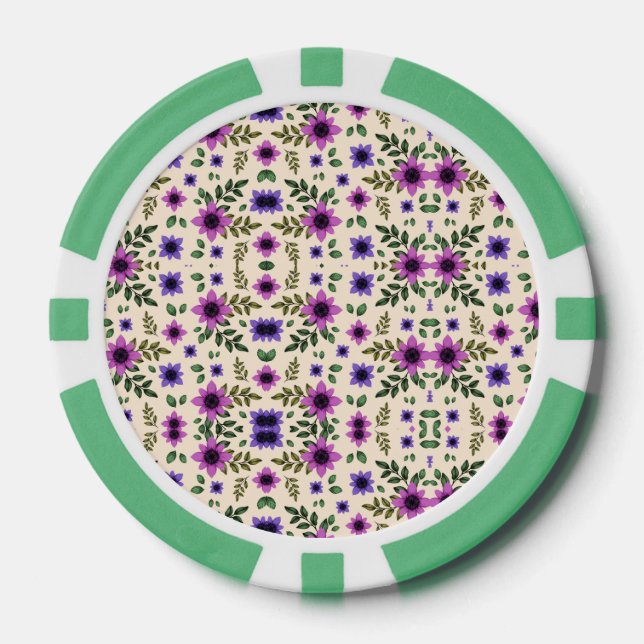 Zwei Bilder eines Pokerchips mit einem farbenfrohe (Vorderseite)