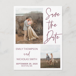 Zwei Bilder Save the Date Postkarte in dusty Rose