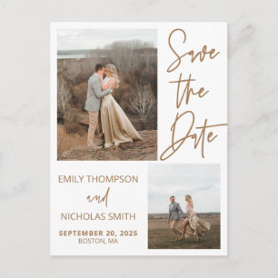 Zwei Bilder Save the Date Postkarte in Gold