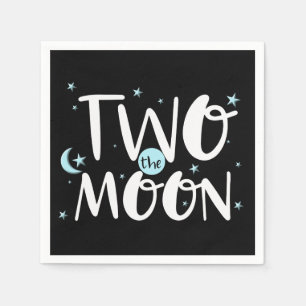 ZWEI BIS ZUM MOND Raketenschiff Weltraum 2. Geburt Serviette