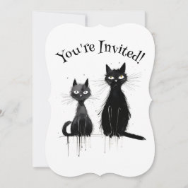 Zwei Black Cats Halloween-Party Einladung
