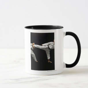 Zwei Blackbelts, das 2 Sparring ist Tasse